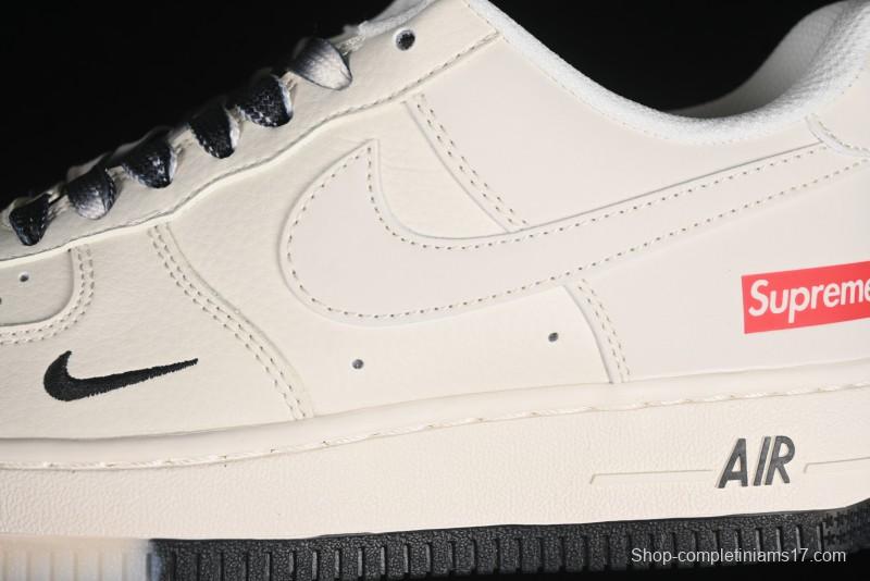 Nike Air Force 1 '07 Low Supreme Collaboration - White Black Two-Tone Low-Top Casual Sneakers - BB7577-217