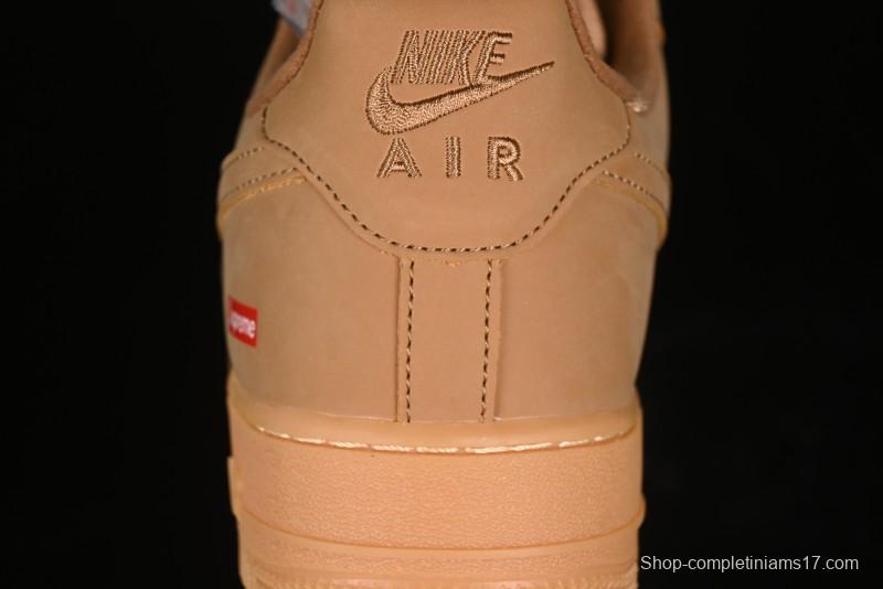 Nike Supreme x Air Force 1 Low Casual Sneakers in Wheat Suede with Full-Length Air Cushion - DN1555-200