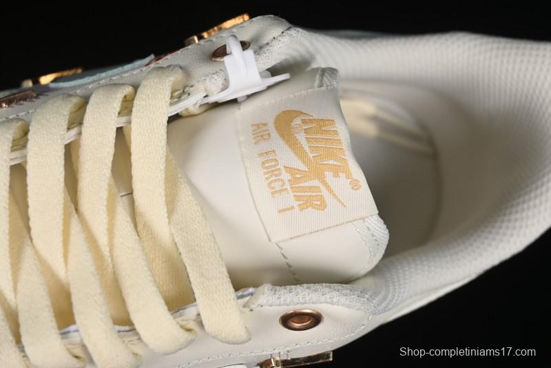 Nike Air Force 1 '07 Low Casual Sneakers with Mint Mambo Anime Theme and Gold Spray - ZH0316-040