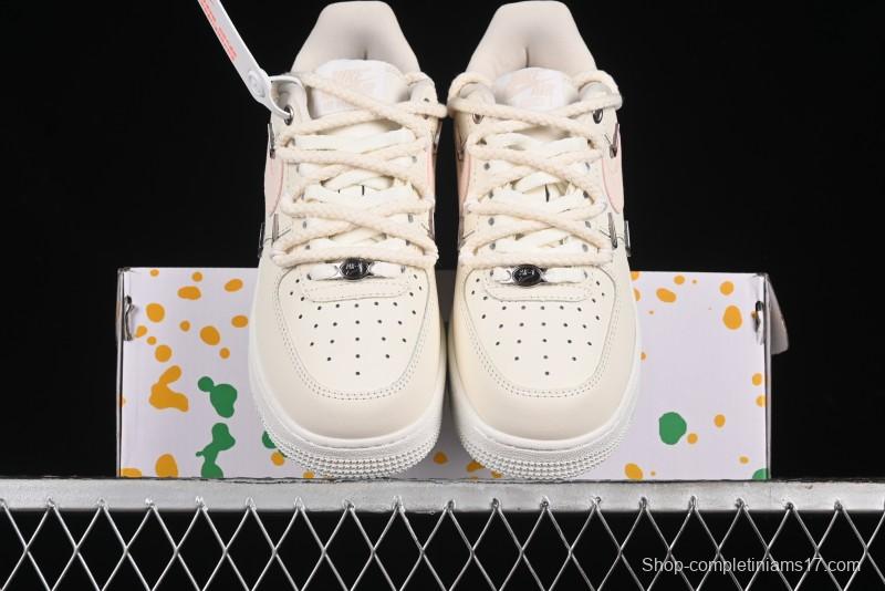 Nike Air Force 1 '07 Low Pink Deconstructed Swoosh Casual Sneakers - FC8110-181