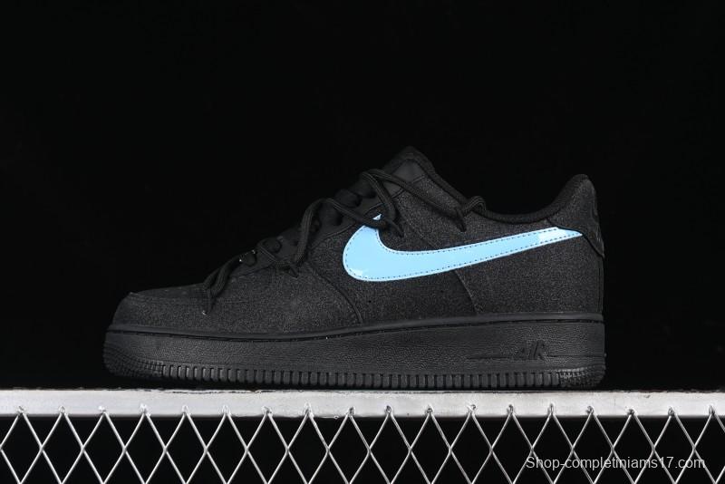 Nike Air Force 1 '07 Low Cleanfit Custom Official Bestseller Black Blue Starry Sky Full Diamond Casual Sneakers - ZH0316-042