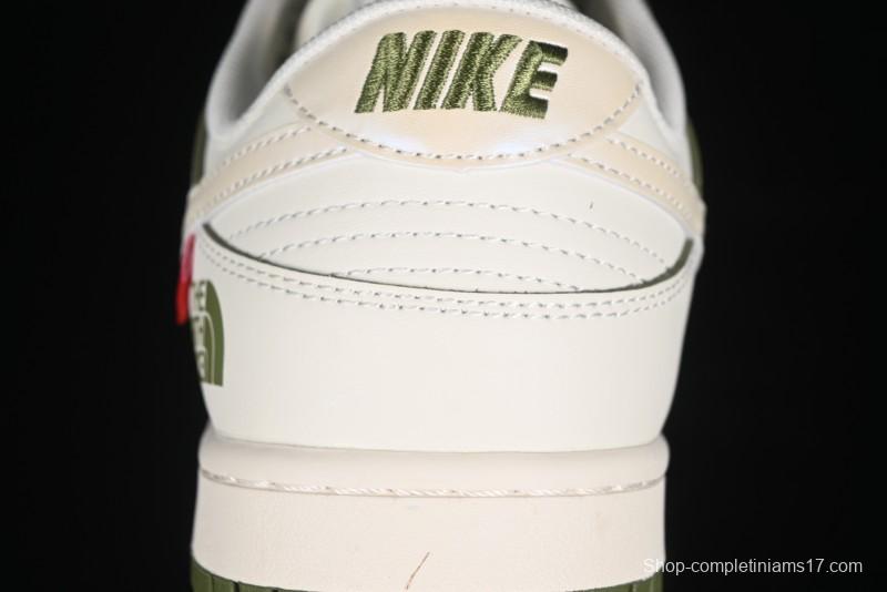 Nike SB Dunk Low Supreme The North Face Collaboration - Beige Green Reflective Swoosh Anniversary Custom Edition Low-Top Casual Skate Shoes - XX2025-638