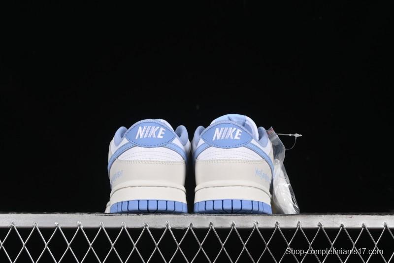 Nike SB Dunk Low Saint Laurent Series - White Grey Blue Swoosh Anniversary High-End Custom Low-Top Casual Sneakers - GF2409-168