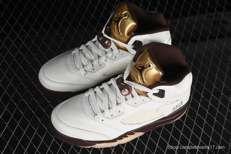 Nike Air Jordan 5 Retro Basketball Shoes in White/Tan - DD9336-200
