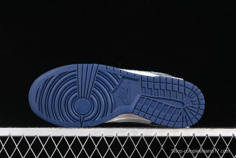 Nike SB Dunk Low LV Collaboration - Dark Blue Denim White Blue Swoosh Anniversary High-End Custom Low-Top Casual Sneakers - DJ2024-008