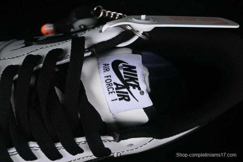 Nike Air Force 1 '07 Low Casual Sneakers with Black and White Hand-Drawn Anime Design - CT2585-100