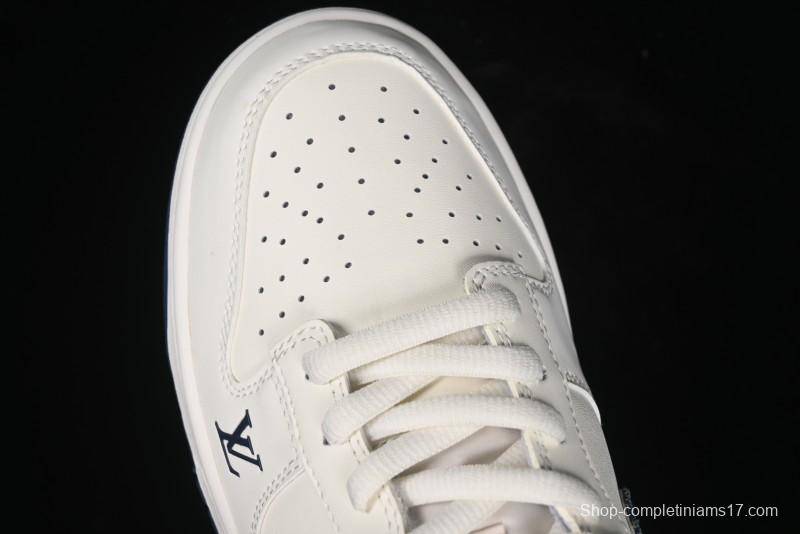 Nike SB Dunk Low LV Collaboration - Dark Blue Denim White Blue Swoosh Anniversary High-End Custom Low-Top Casual Sneakers - DJ2024-008