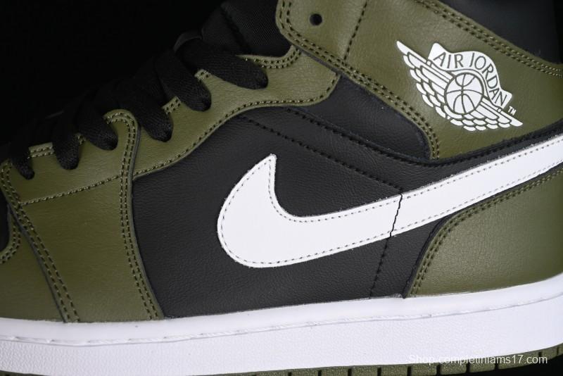 Nike Air Jordan 1 Mid AJ1 Army Green Mid-Top Casual Sneakers - DQ8426-092