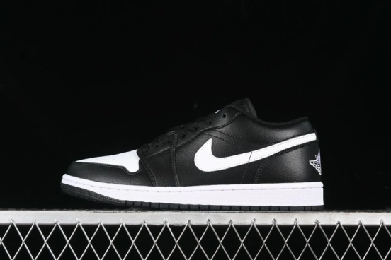 Nike Air Jordan 1 Low Retro Basketball Shoes in Black and White - 553558-043
