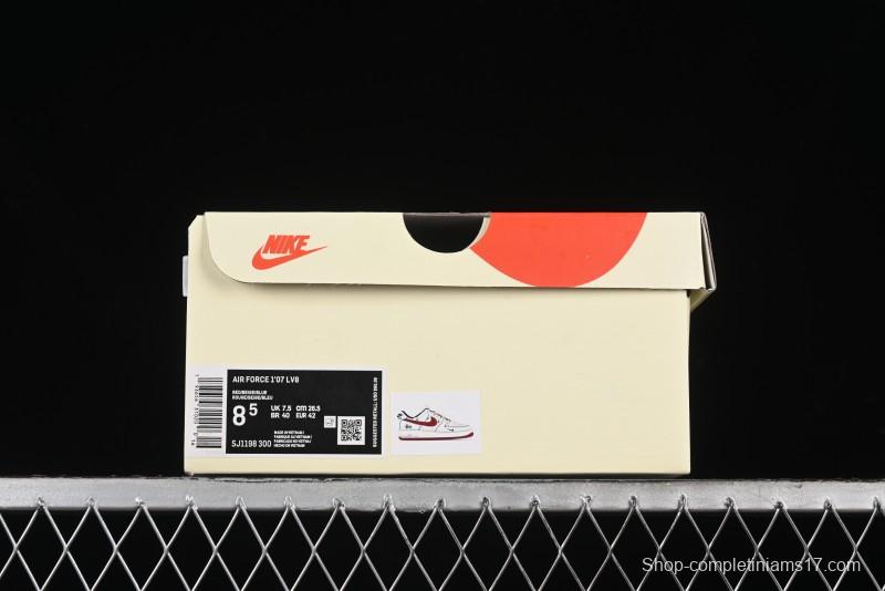 Nike Air Force 1 '07 Low Stussy Collaboration - Off White Red Lace-Up Low-Top Casual Sneakers - SJ1198-300