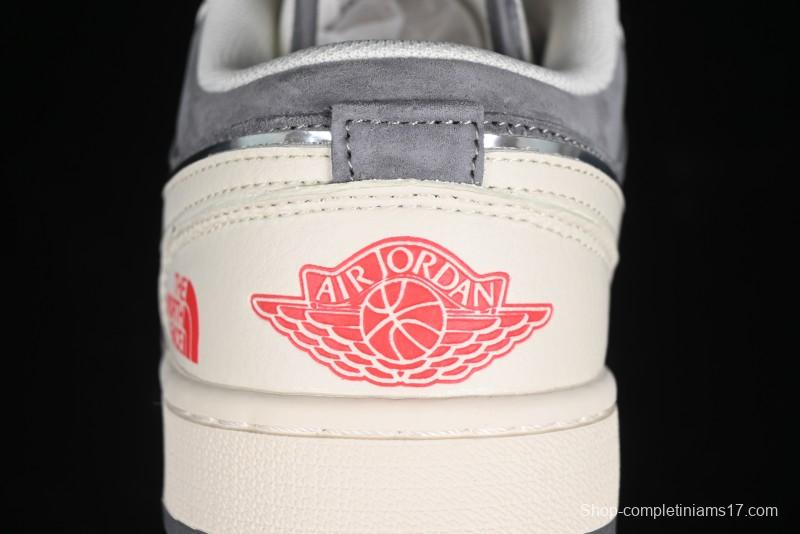 Nike Air Jordan 1 Low AJ1 The North Face Collaboration - Off White Grey Silver Trim Retro Basketball Shoes - SJ9950-039