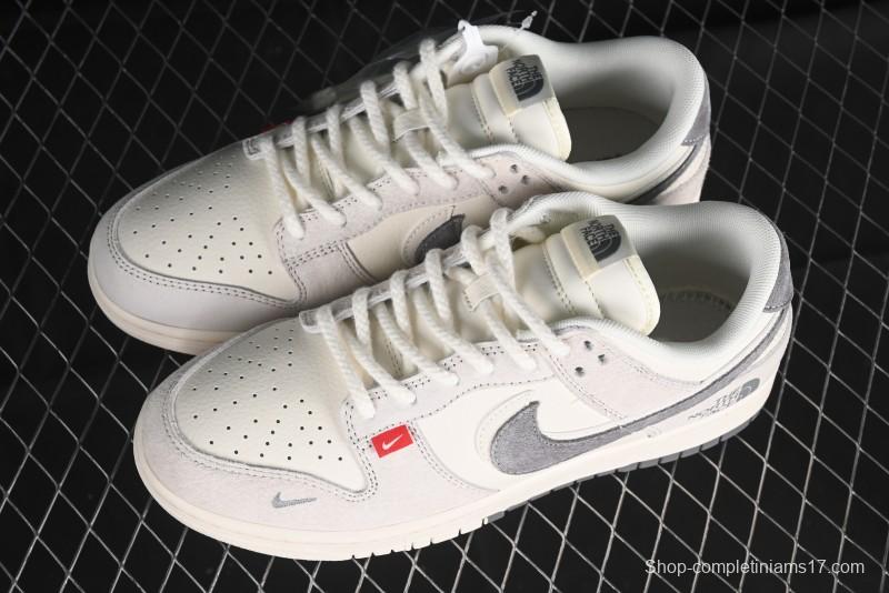 Nike SB Dunk Low The North Face Collaboration - Grey Pigskin Navy Swoosh Anniversary Custom Low-Top Casual Skate Shoes - SJ1089-009