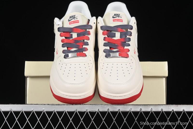 Nike Air Force 1 '07 Low Supreme Collaboration - Beige Red Blue Colorblock Casual Sneakers - XZ6188-228