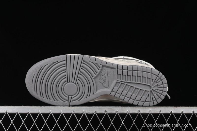 Nike SB Dunk Low Stussy Bandana Grey Check Anniversary Custom Low-Top Casual Skate Shoes - SJ2068-310