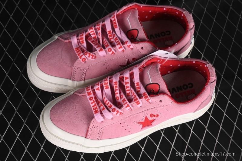 Converse One Star Hello Kitty Collaboration Low Top Casual Sneakers with Embroidered Bow - 362941C