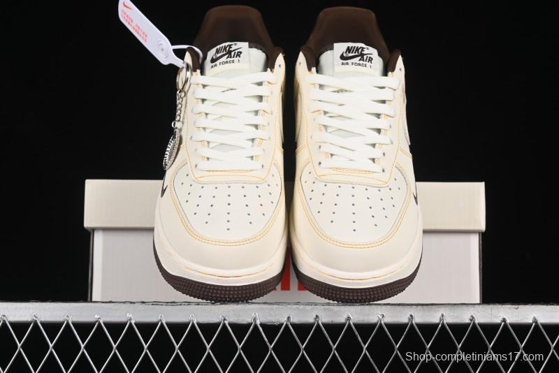 Nike Air Force 1 '07 Low UN Collaboration Casual Sneakers in Off-White with Yellow Stitch - KK3333-002