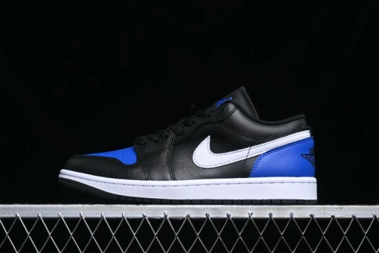 Nike Air Jordan 1 Low Retro Basketball Shoes Black Blue - 553558-042