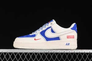 Nike Air Force 1 '07 Low Supreme Collaboration - Off White Navy Blue Low Top Casual Sneakers SJ6698-004