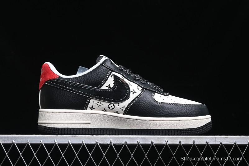 Nike Air Force 1 '07 Low Stussy Collaboration - Beige Black Pattern Red Outsole Low Top Casual Sneakers - XZ6188-339