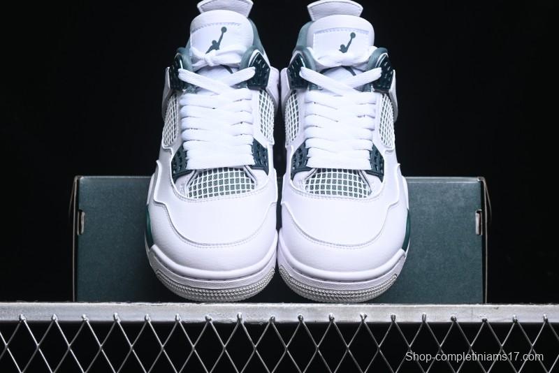 Nike Air Jordan 4 Retro Sneakers in White, Oxidized Green and Neutral Grey - AQ8138-103