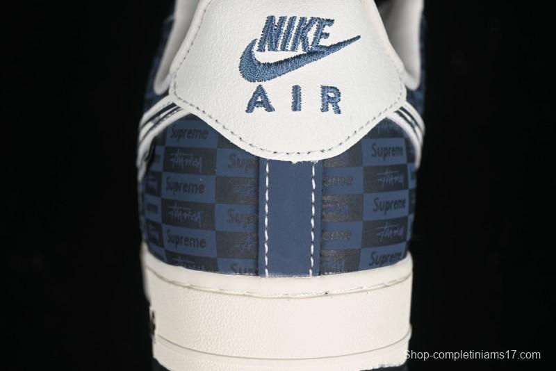 Nike Air Force 1 '07 Low Supreme Casual Sneakers in White-Blue Shadow - KK1988-009