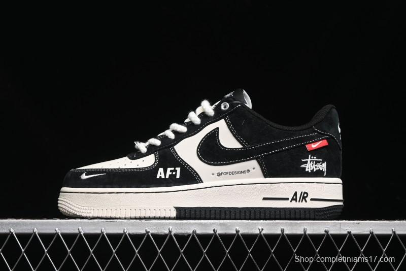 Nike Air Force 1 '07 Low Stussy Collaboration - Black/Red Label Low-Top Casual Sneakers - SJ6698-008