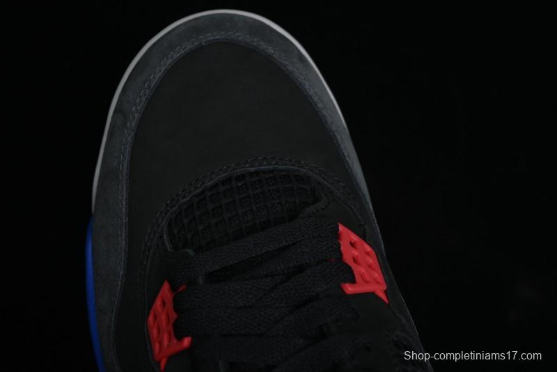 Nike Air Jordan 4 Retro Basketball Shoes with Black-Grey-Blue Color Blocking - FV5029-003