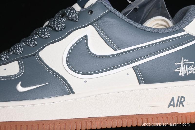 Nike Air Force 1 '07 Low Stussy Collaboration - Grey White Gum Sole Low-Top Casual Sneakers - XZ9688-101