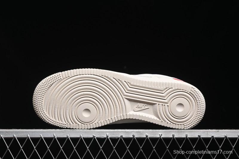 Nike Air Force 1 '07 Low Stussy Collaboration - Double Swoosh Red Tag Low-Top Casual Sneakers - SJ6698-013