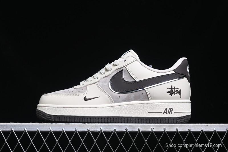 Nike Air Force 1 '07 Low Stussy Collaboration - White Black Sole Low-Top Casual Sneakers - XZ6188-279