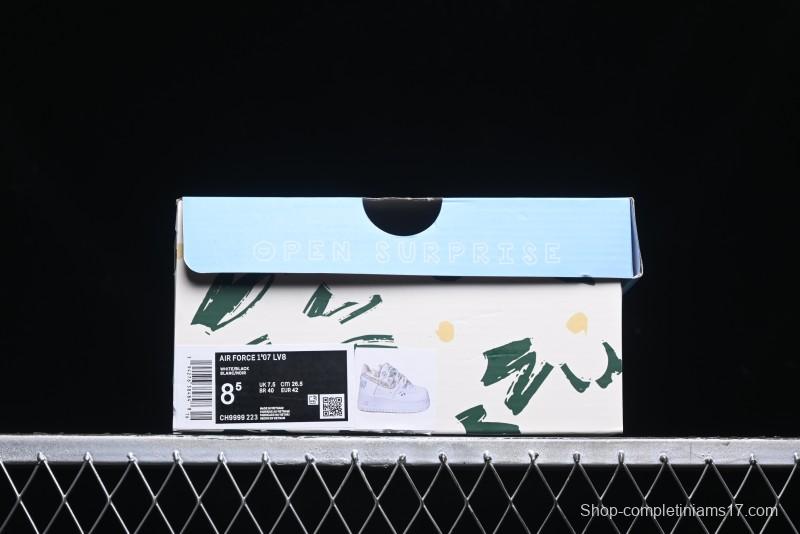 Nike Air Force 1 '07 Low Casual Sneakers with Valentines Day Theme and Blue Bow Detail - CH9999-223