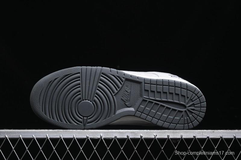 Nike SB Dunk Low Stussy Collaboration - Patchwork Grey Swoosh Anniversary Custom Low-Top Casual Skate Shoes - SF1029-403