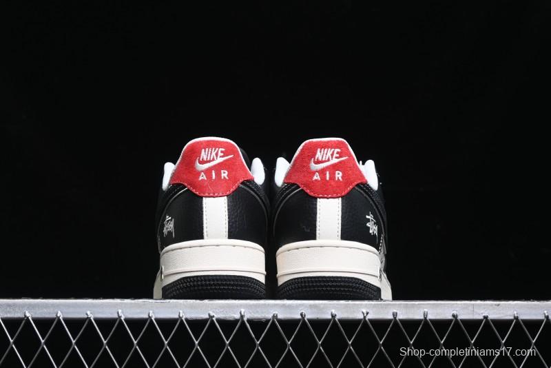 Nike Air Force 1 '07 Low Stussy Collaboration - Beige Black Pattern Red Outsole Low Top Casual Sneakers - XZ6188-339