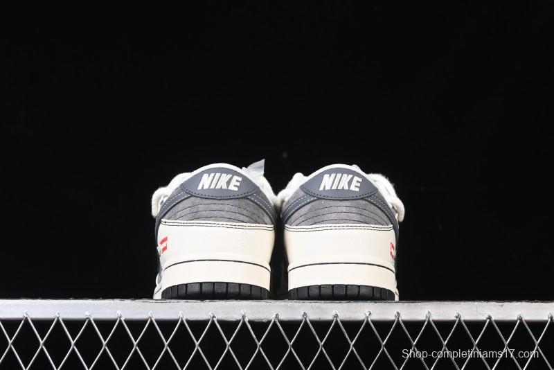 Nike SB Dunk Low Supreme Collaboration - Strap Light Gray Hook Anniversary High-End Custom Low-Top Casual Skate Shoes - YX5066-210