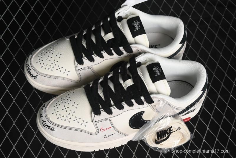Nike SB Dunk Low Stussy Collaboration - Embroidered Black Swoosh Anniversary High-End Custom Low-Top Casual Sneakers - MM1089-031