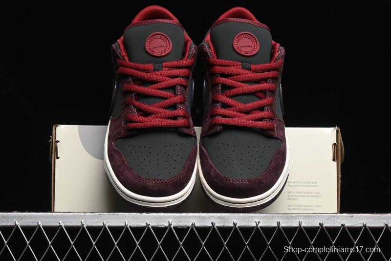 Nike SB Dunk Low Bordeaux Red Skate Shoes Collaboration with Riot Skateshop - FZ1289-200