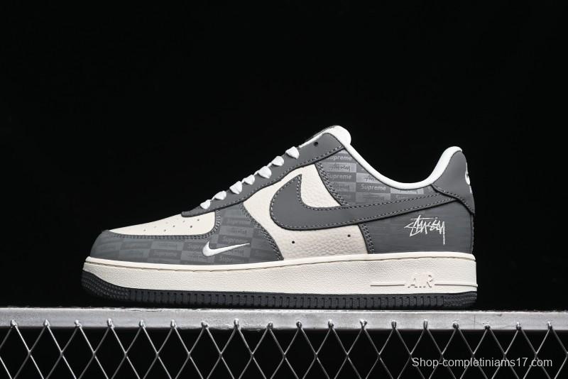 Nike Air Force 1 '07 Low Stussy Collaboration - Light Bone Shadow Low-Top Casual Sneakers - DF0180-008