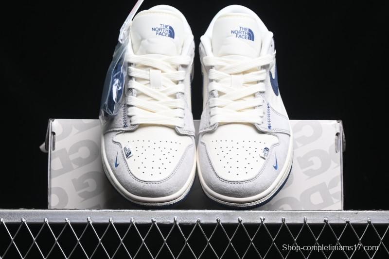 Nike Air Jordan 1 Low AJ1 The North Face Collaboration - Custom High-End Retro Basketball Shoes with Blue Swoosh - DM9188-010