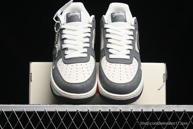 Nike Air Force 1 '07 Low Stussy Collaboration - Light Bone Shadow Low-Top Casual Sneakers - DF0180-008