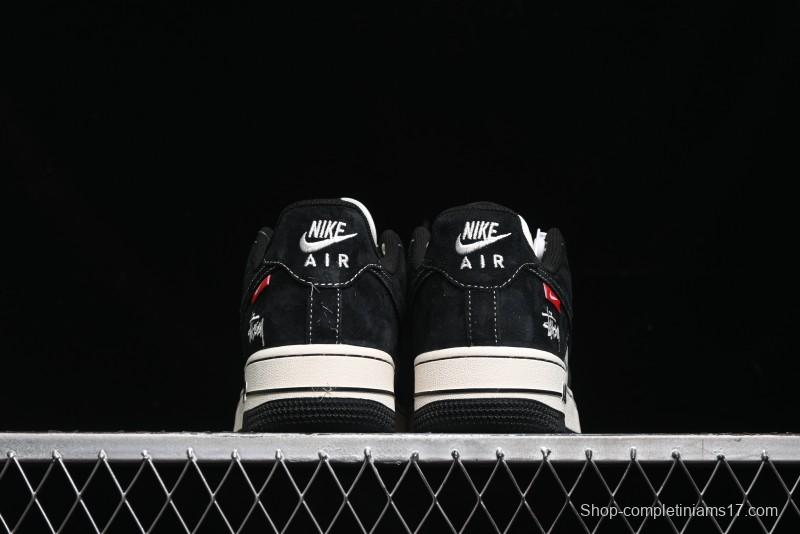 Nike Air Force 1 '07 Low Stussy Collaboration - Black/Red Label Low-Top Casual Sneakers - SJ6698-008