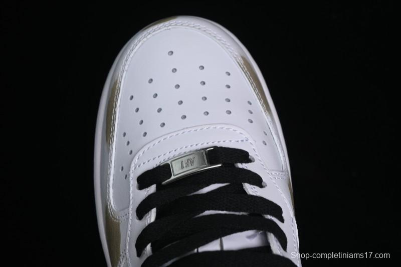 Nike Air Force 1 '07 Mid Hand-Painted Olive Green with Swoosh Shadow Strap Mid-Top Casual Sneakers - CW2289-111