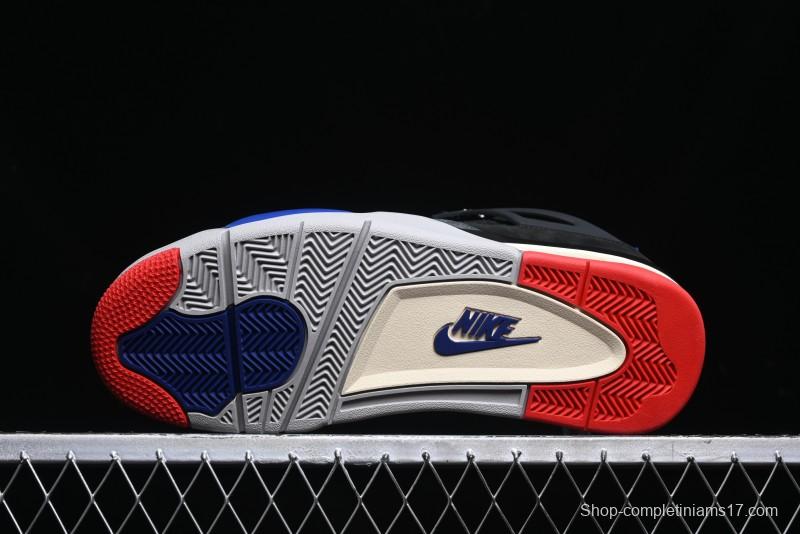 Nike Air Jordan 4 Retro Basketball Shoes with Black-Grey-Blue Color Blocking - FV5029-003