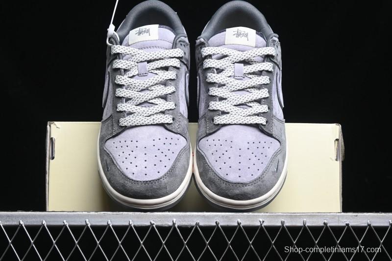 Nike SB Dunk Low Stussy Collaboration - Granite Grey Anniversary Custom Low-Top Casual Skate Shoes - XS1086-008