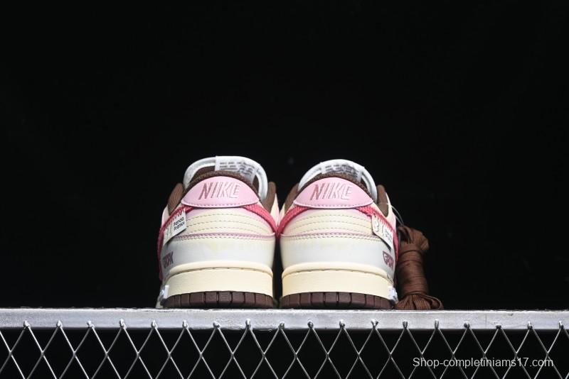 Nike Dunk Low Retro Casual Sneakers in Brown and Sail with Panda Mischief Skyline Theme - DD1503-124