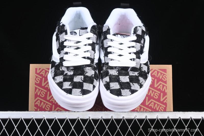 Vans Knu Skool Checkerboard Washed Denim Low-Top Casual Skate Shoes - VN000CS0239