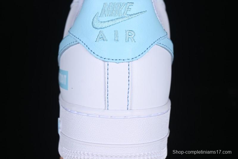 Nike Air Force 1 '07 Low Casual Sneakers with White & Blue Swoosh - CW2288-026
