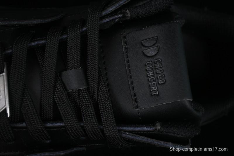 Choco Concert Leather Round Square Asymmetric Fashion Sneakers Black - AJE5