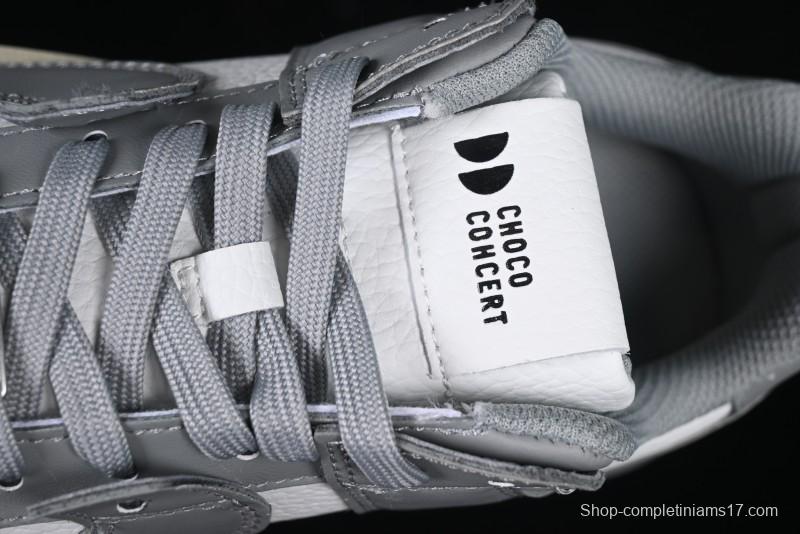 Choco Concert Leather Round Square Asymmetric Fashion Sneakers White Gray - AJE5