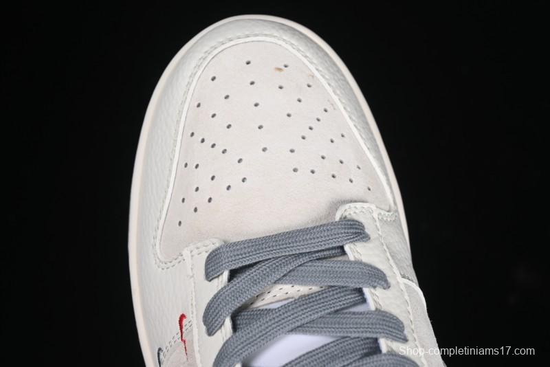 Nike SB Dunk Low Supreme Collaboration Grey Swoosh Double Mini Swoosh Anniversary Custom Low-Top Casual Sneakers - XX2025-688