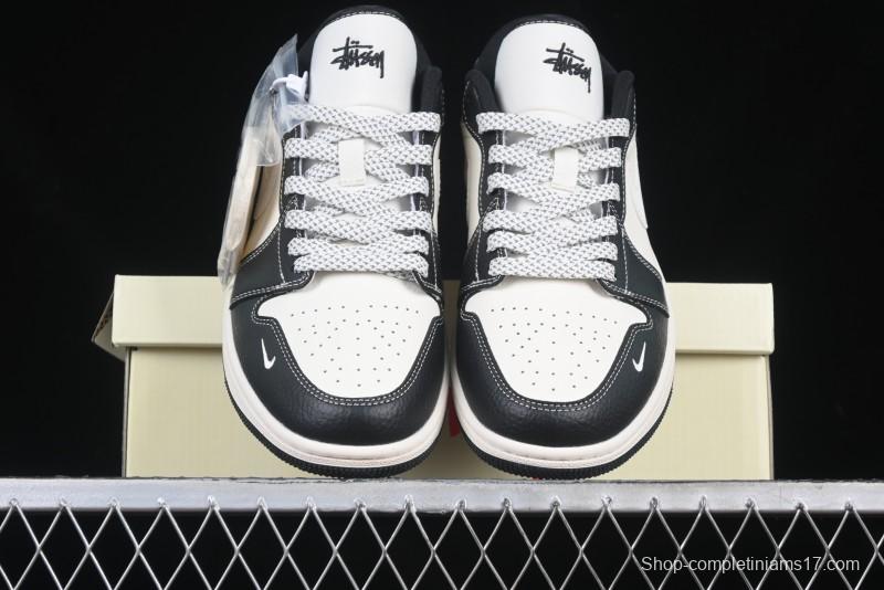 Nike Air Jordan 1 Low AJ1 Stussy White Black Leather Retro Basketball Shoes - XX3318-507